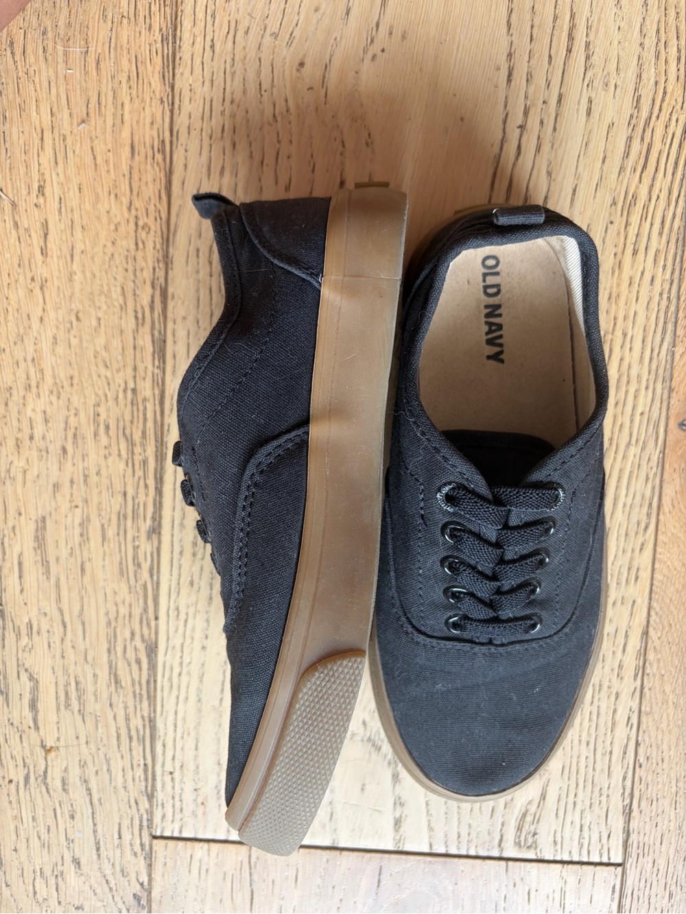 Old Navy Black Canvas Sneakers with Gum Sole